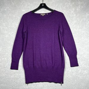 Repeat Sweaters Women Size 38/S Purple Merino Wool Knit Round Neck Tunic Zipper
